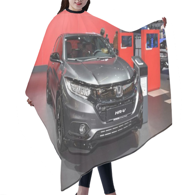 Personality  Frankfurt, Germany, September 09-2019: Honda HR-V IAA 2019 Hair Cutting Cape