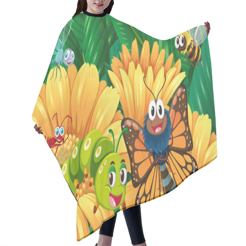 Personality  Insects In The Flower Garden Hair Cutting Cape