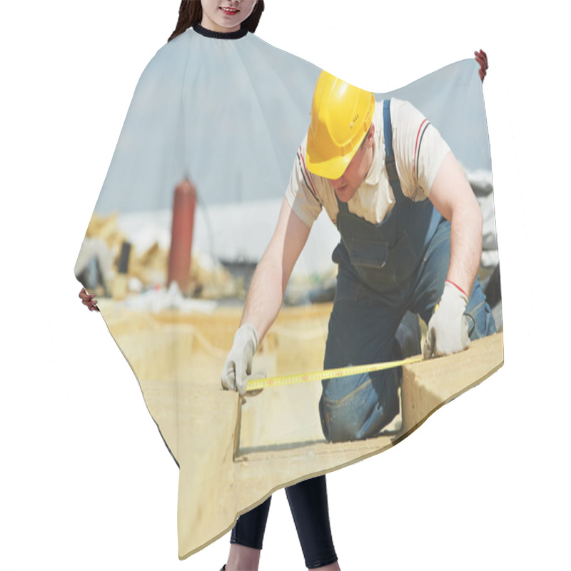 Personality  Roofer Worker Measuring Insulation Material Hair Cutting Cape