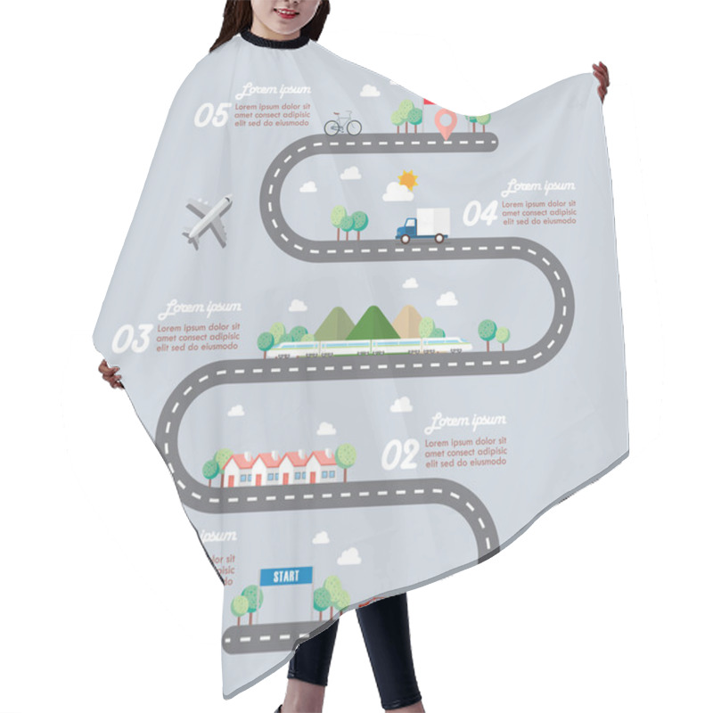 Personality  Mode Of Transportation With Town Road Infographic Hair Cutting Cape