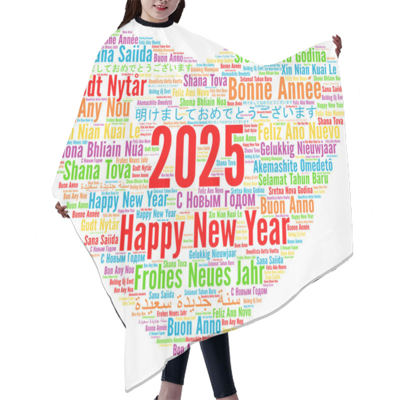 Personality  Happy New Year 2025 Word Cloud In Different Languages Hair Cutting Cape