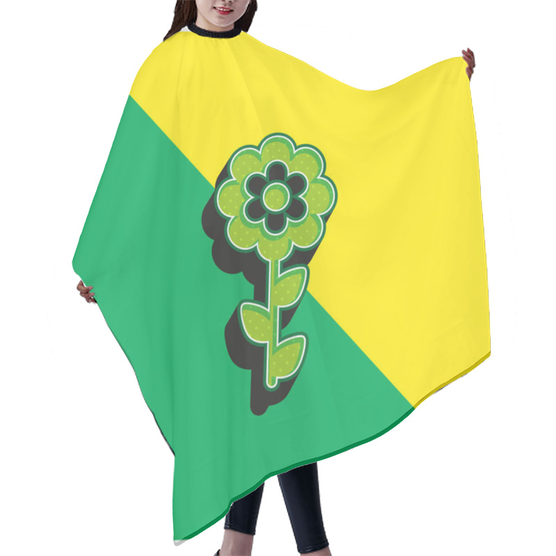 Personality  Bloom Flower Green And Yellow Modern 3d Vector Icon Logo Hair Cutting Cape