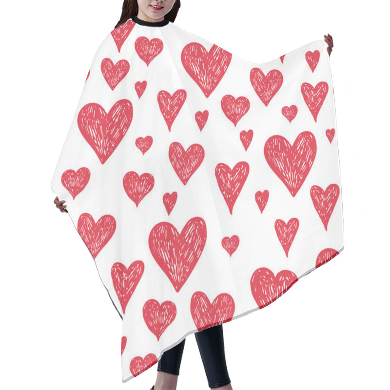 Personality  Vector Ink Pen Background With Red Hearts Hair Cutting Cape