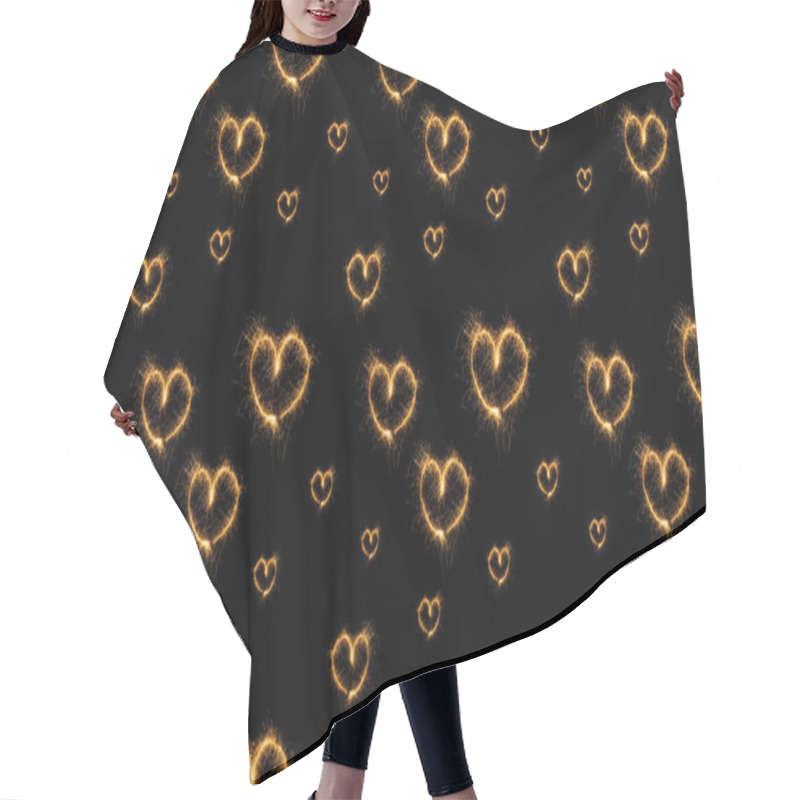 Personality  Full Frame Of Hearts Light Signs Arranged On Black Background Hair Cutting Cape