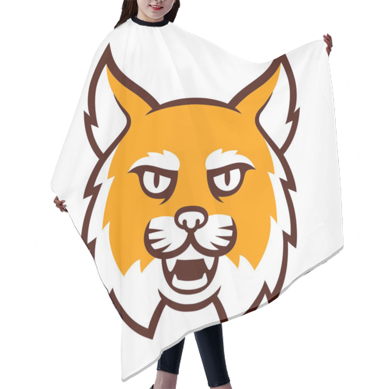 Personality  Angry Bobcat Mascot Head Hair Cutting Cape