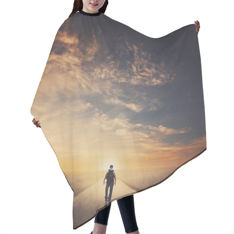 Personality  Businessman With Flag On A Mountain Peak, Success Hair Cutting Cape