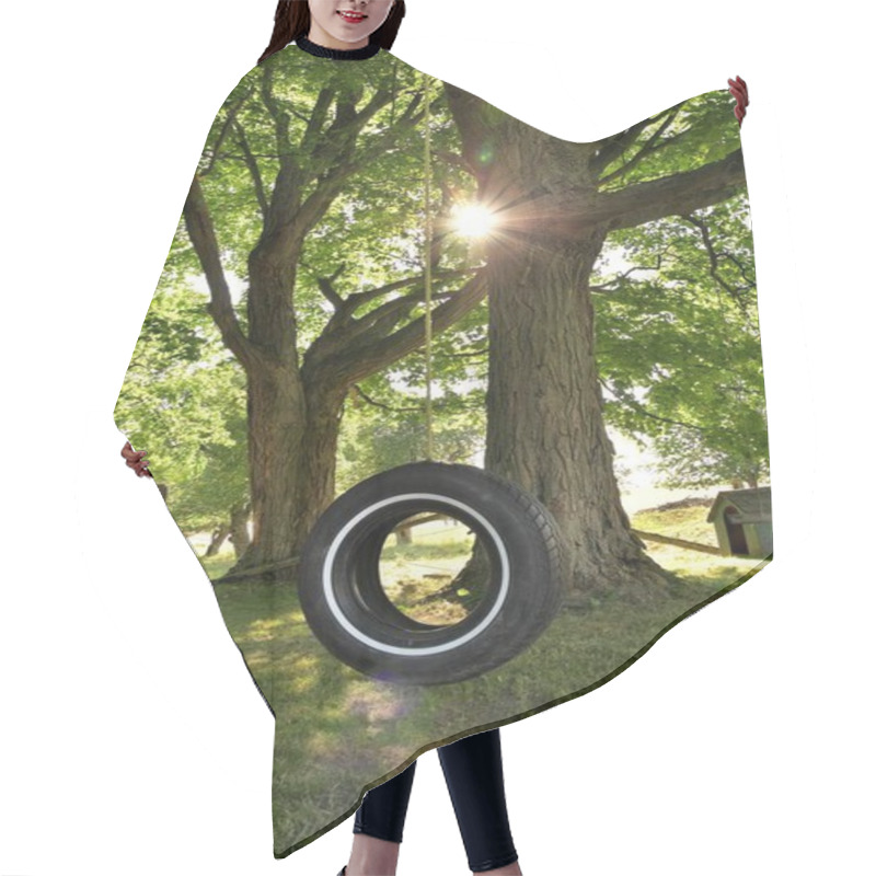 Personality  Tire Swing Underneath Maple Tree On Farm In Summer Hair Cutting Cape