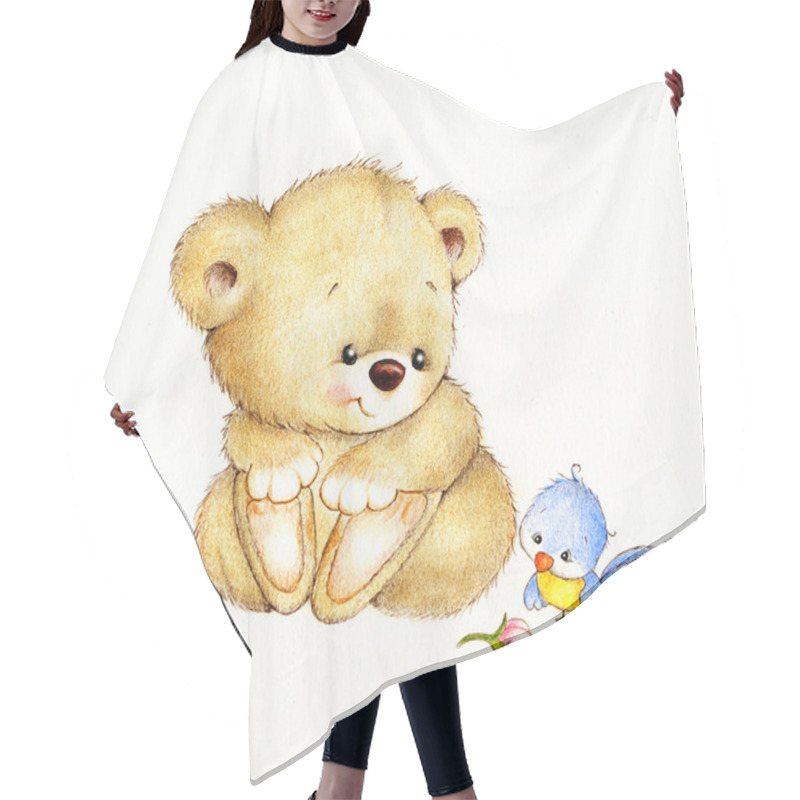 Personality  Cute Teddy Bear And Bird Hair Cutting Cape