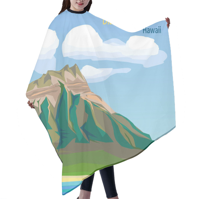 Personality  Diamond Head Crater On The Hawaiian Island Of Oahu, United States, Vector Illustration Hair Cutting Cape