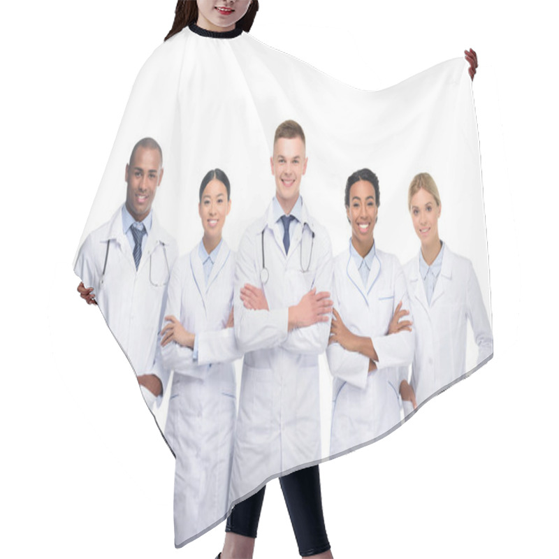 Personality  Multiethnic Doctors With Crossed Arms Hair Cutting Cape