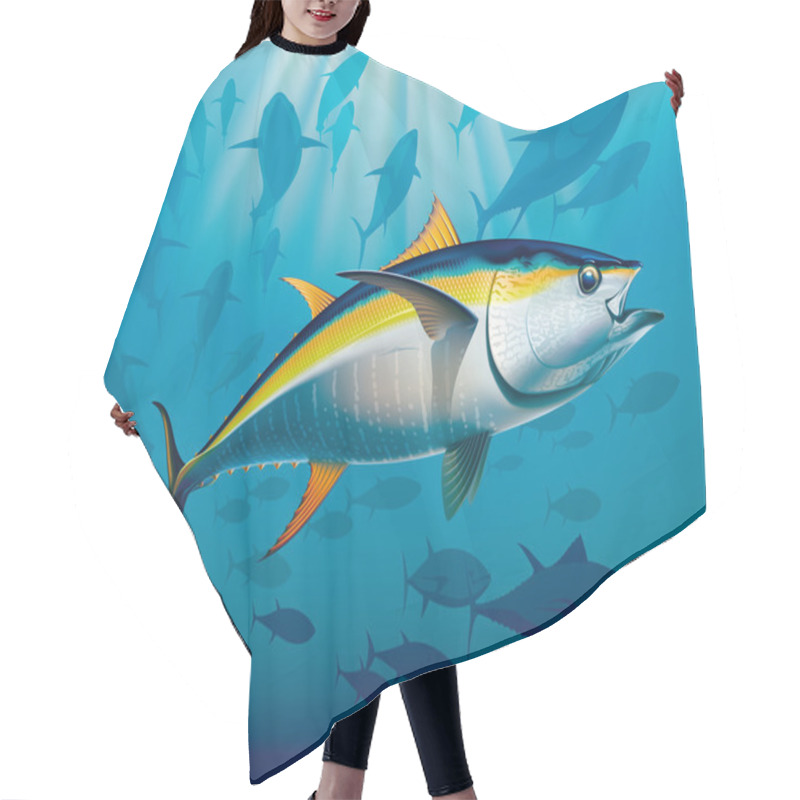 Personality  Shoal Of Yellowfin Tuna Hair Cutting Cape