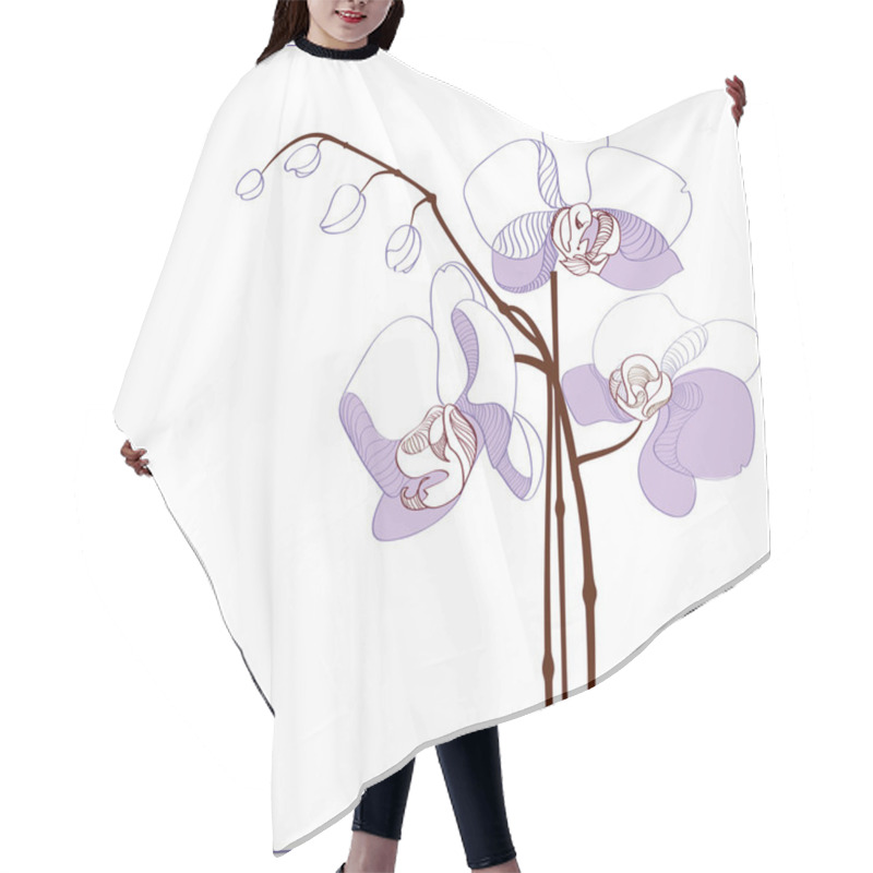 Personality  Elegance Branch Of Purple Orchids - Vector Illustration Hair Cutting Cape