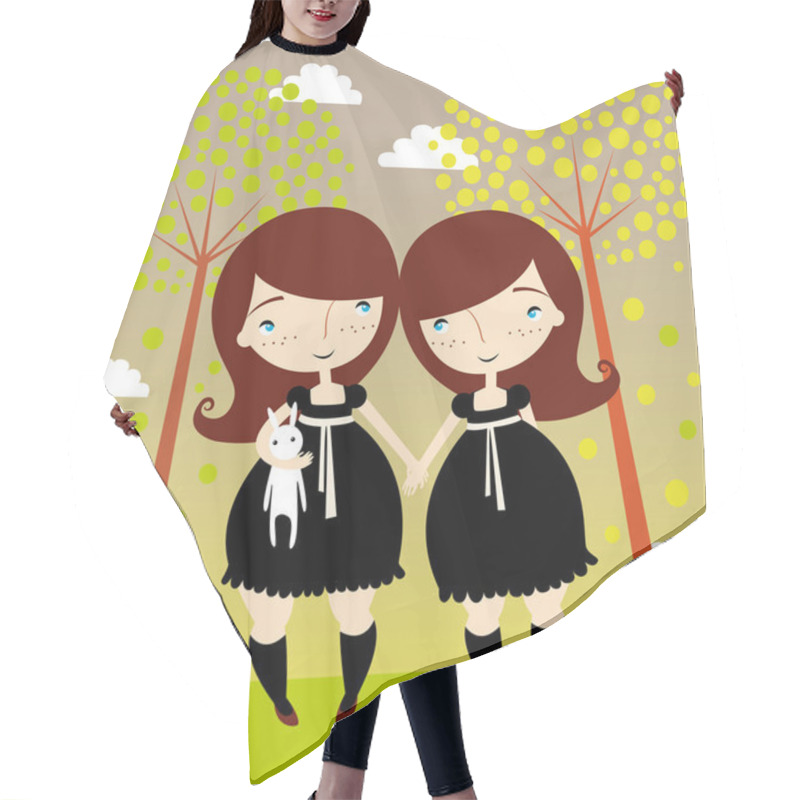 Personality  Twin Girls Hair Cutting Cape