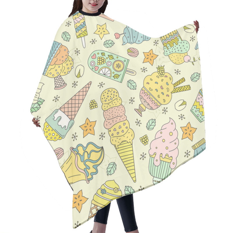 Personality  Ice Cream Pattern Hair Cutting Cape