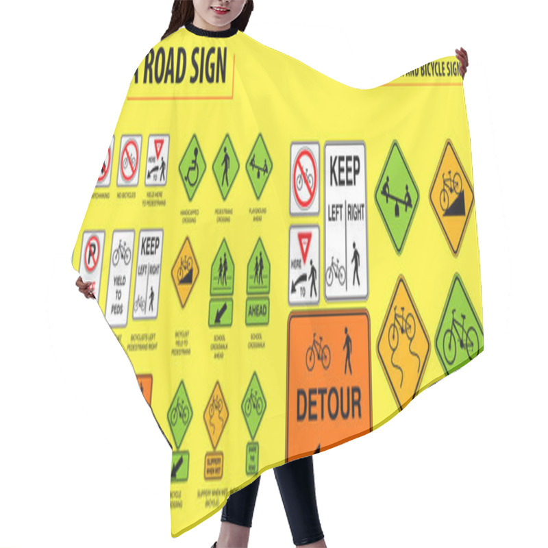 Personality  Set Of USA Road Sign. Hair Cutting Cape