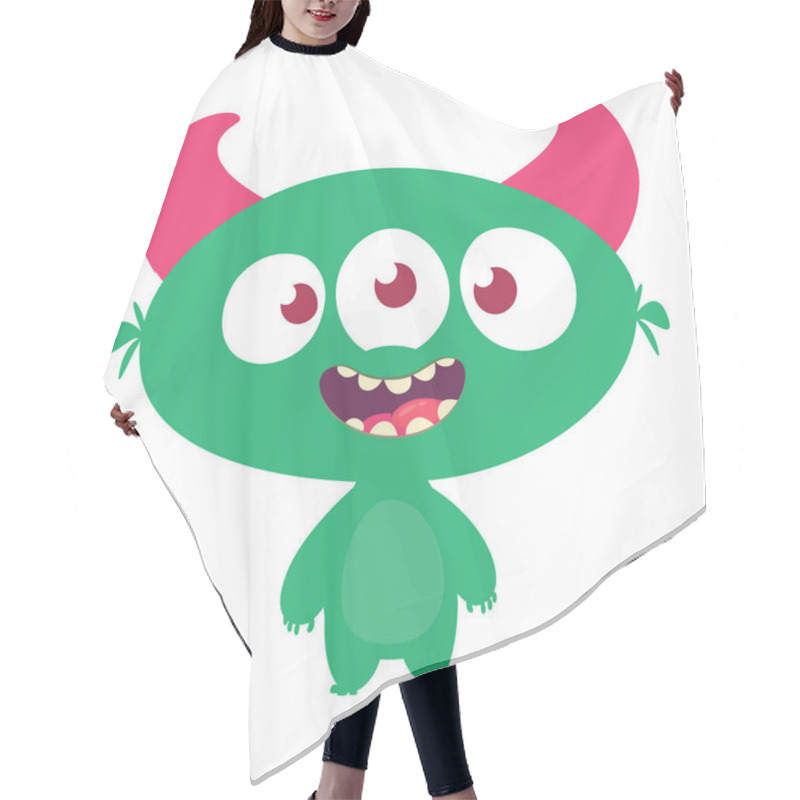 Personality  Funny Cartoon Three Eyed Alien. Vector Illustration Hair Cutting Cape