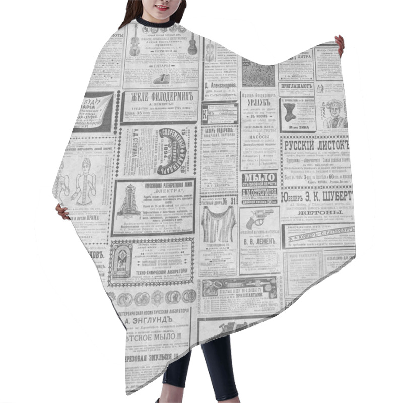 Personality  Collage Advertisement Seamless Pattern Hair Cutting Cape