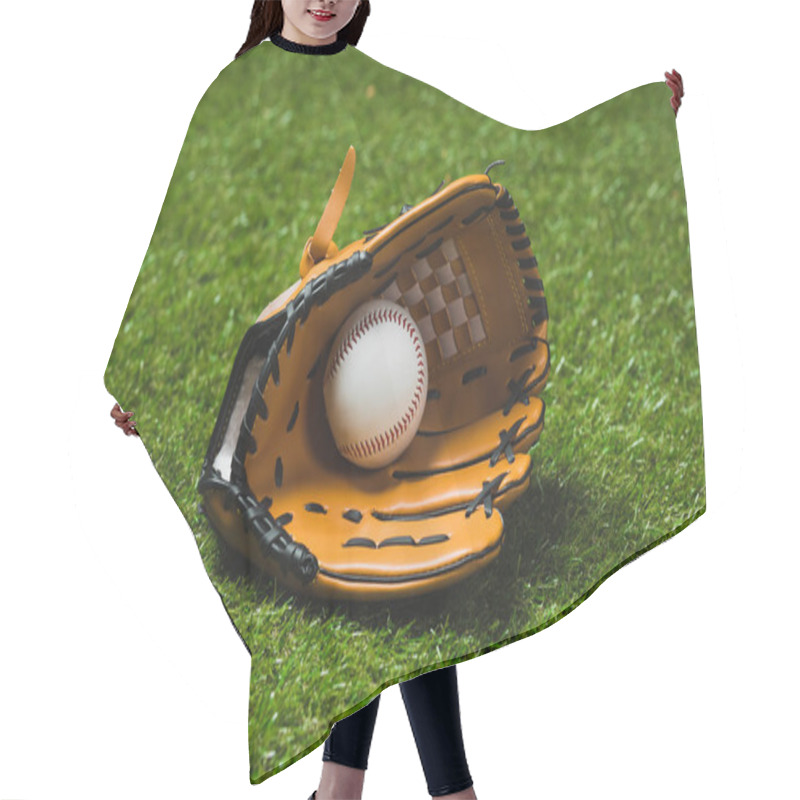 Personality  Baseball Glove With Ball On Grass Hair Cutting Cape