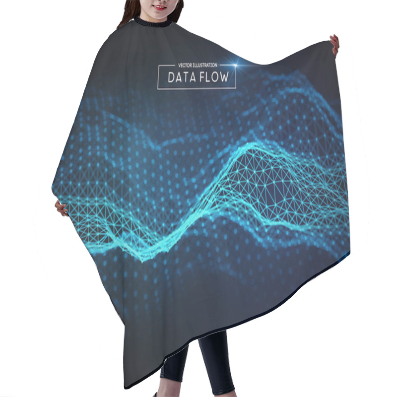 Personality  Computer Data Flow Background. Vector EPS 10. Big Data Network Technology Wave. Hair Cutting Cape