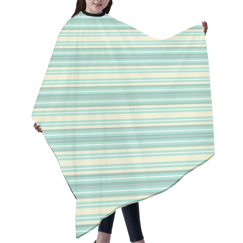 Personality  Turquoise White Beige Stripes Horizontal Retro Traditional Geometric Seamless Pattern Hair Cutting Cape