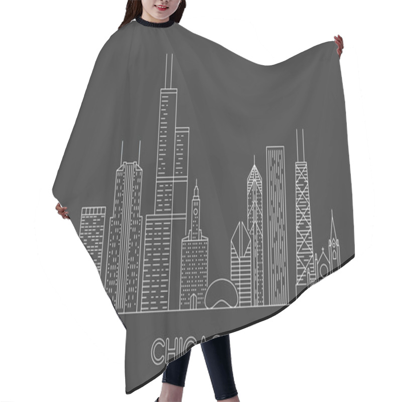 Personality  Linear Chicago City Skyline. Hair Cutting Cape