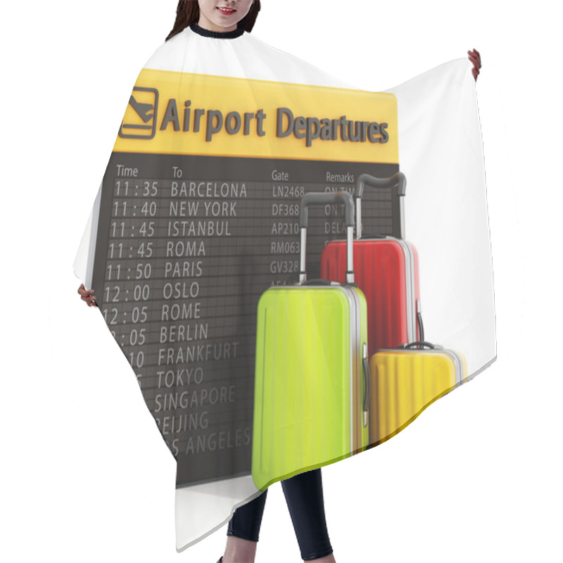 Personality  Airport Departure Board And Suitcases Hair Cutting Cape