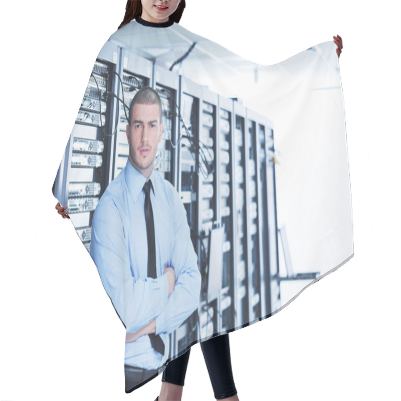 Personality  Young It Engeneer In Datacenter Server Room Hair Cutting Cape