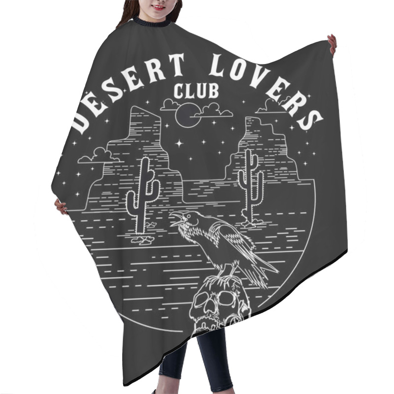 Personality   T-shirt Print Design With Desert Lovers Club Text , Vector, Illustration Hair Cutting Cape