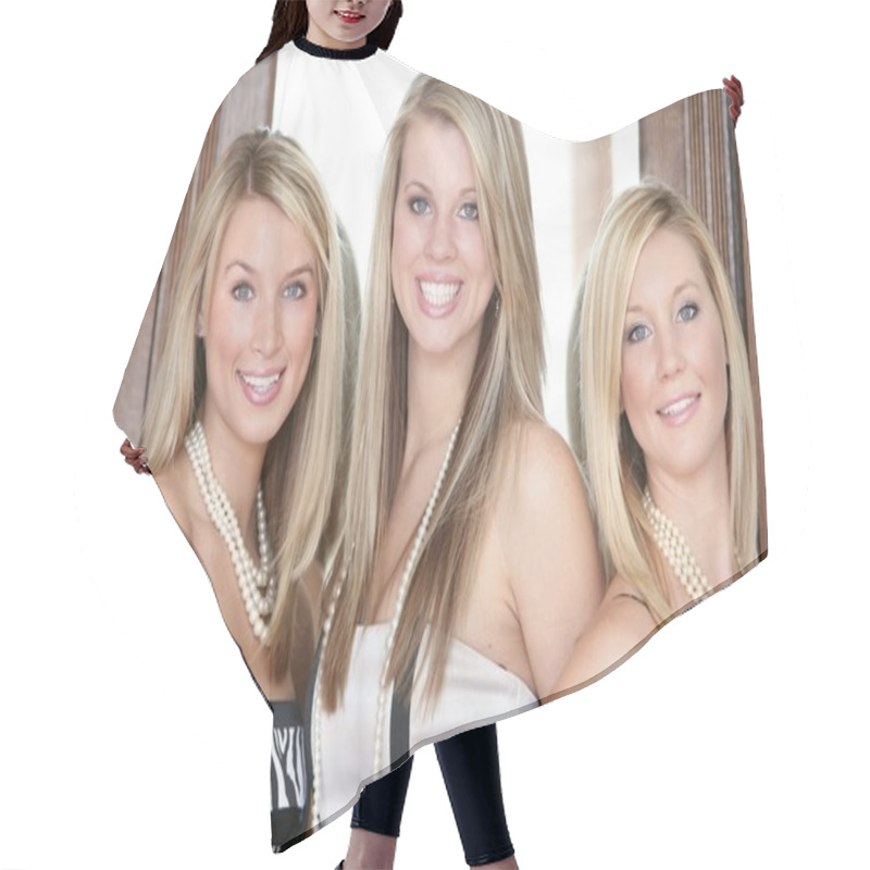 Personality  Three Teenage Girls Hair Cutting Cape