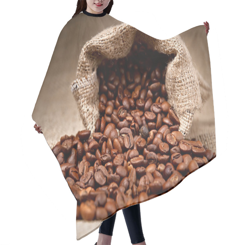 Personality  Studio Shot Of Coffee Beans In A Bag Hair Cutting Cape