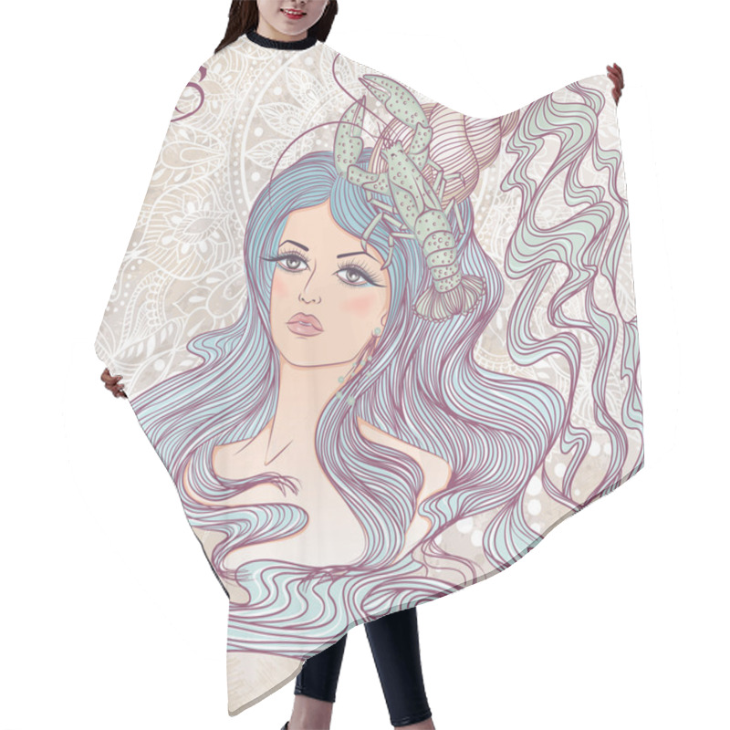 Personality  Astrological Sign Of Cancer As A Portrait Of Beautiful Girl Hair Cutting Cape