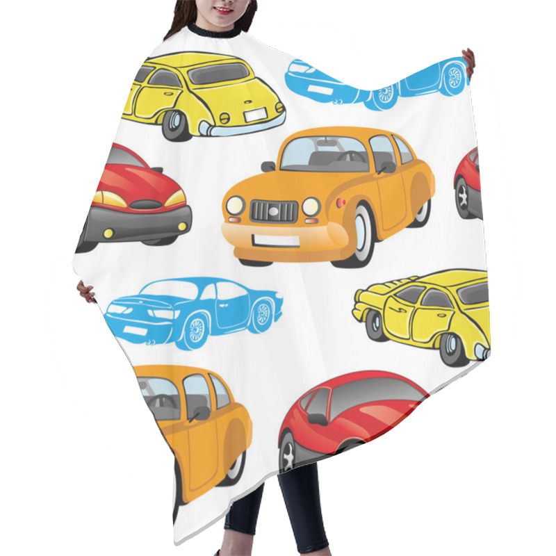 Personality  Vector Seamless Background. Cars. Hair Cutting Cape