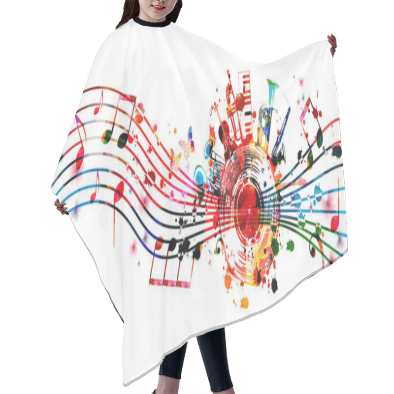 Personality  Abstract Musical Instruments On White Background, Musical Banner Hair Cutting Cape