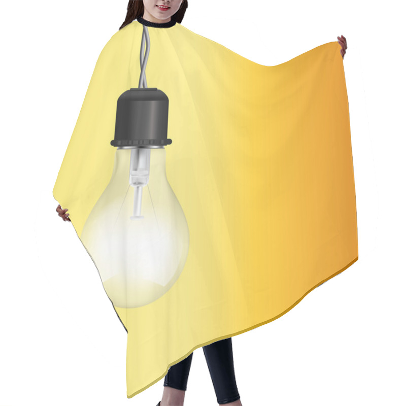 Personality  Light Bulb Lighting On Yellow Background  Hair Cutting Cape