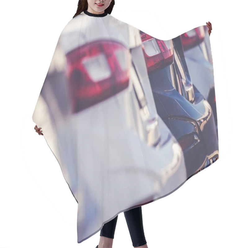 Personality  Car Sales Automotive Theme. New Cars In Stock.  Hair Cutting Cape