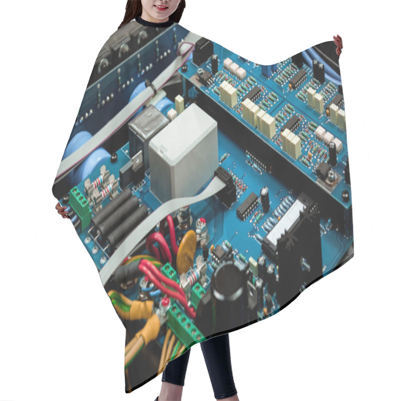 Personality  System Board Close-up View With Electronic Details And Components  Hair Cutting Cape