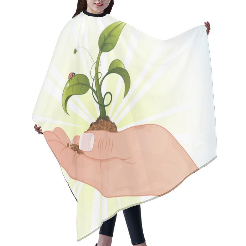 Personality  Woman Hand With The Sprout Hair Cutting Cape