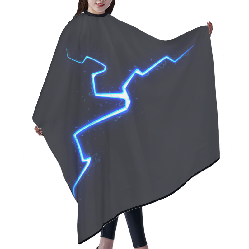 Personality  Vector Illustration Of Lightning On Black Background. Blitz Lightning Thunder Light Sparks Storm Flash Thunderstorm. Hair Cutting Cape