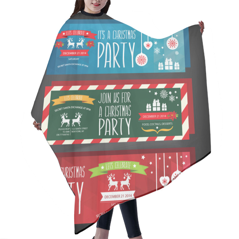 Personality  Invitation Merry Christmas.Typography.Vector Illustration. Hair Cutting Cape