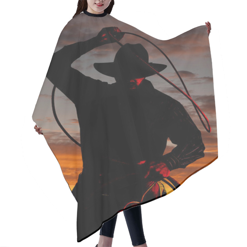 Personality  Cowboy In Sunset With Rope Hair Cutting Cape