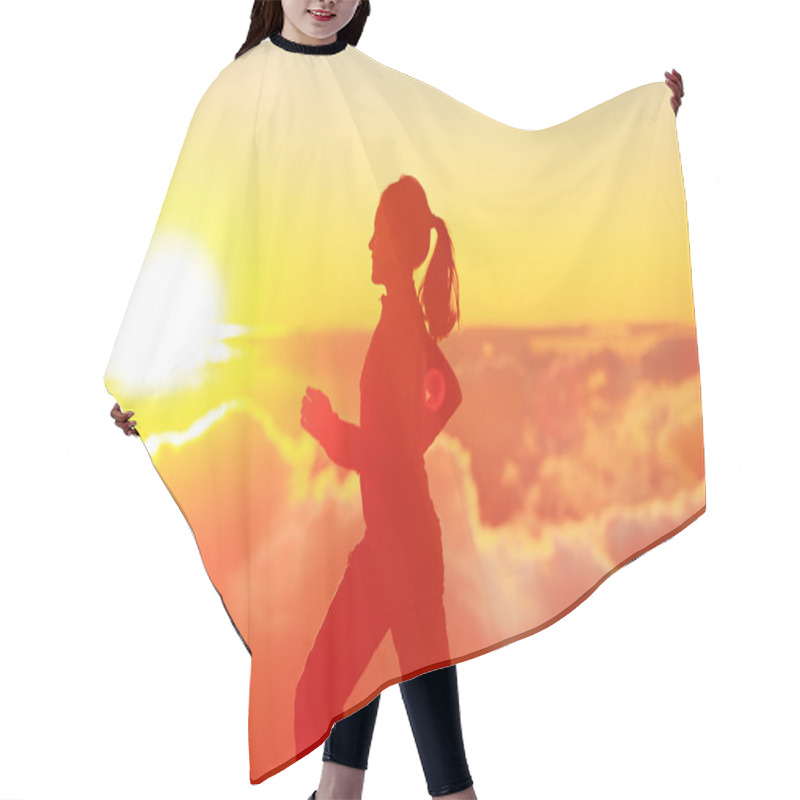 Personality  Runner Woman Running In Sunshine Sunset Hair Cutting Cape