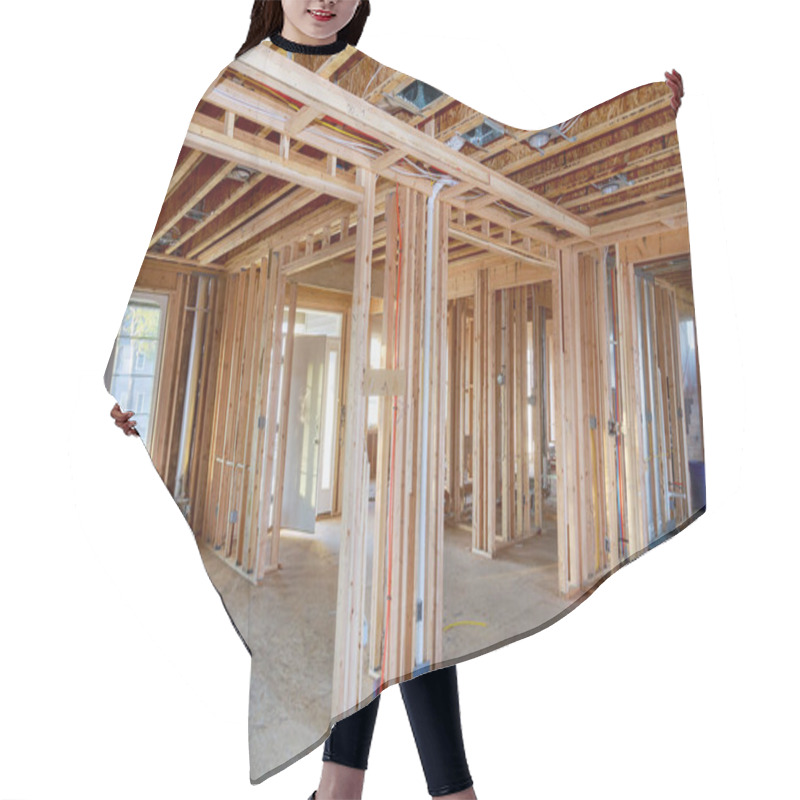 Personality  American Residential Frame House Under Construction Home In Interior Residential Home Hair Cutting Cape