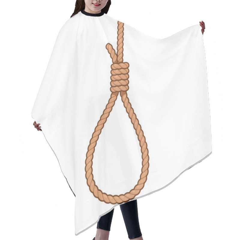 Personality  Hangman Noose Rope Knot, Cartoon Style Drawing. Suicide And Death By Hanging Vector Illustration. Hair Cutting Cape