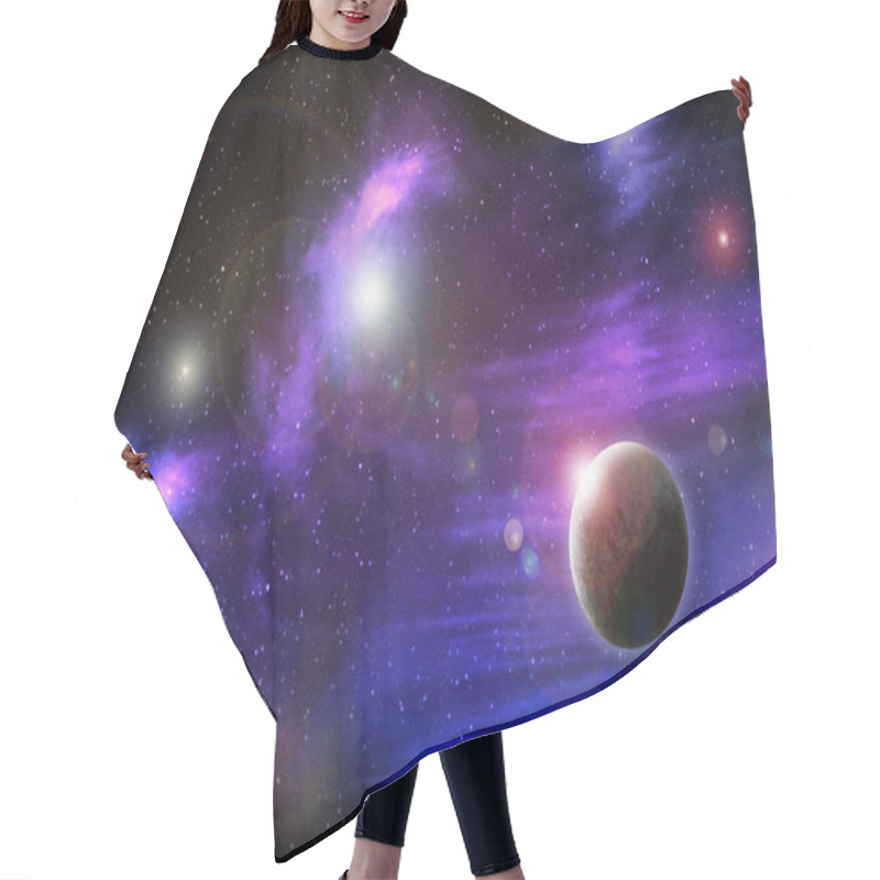 Personality  Unknown Planet From Outer Space. Space Nebula. Cosmic Cluster Of Stars. Outer Space Background Hair Cutting Cape