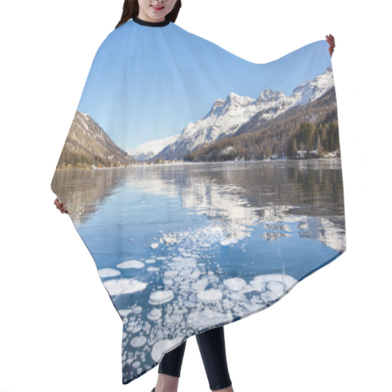 Personality  Trapped Methane Bubbles Under The Frozen Lake With Landscape As Background Hair Cutting Cape