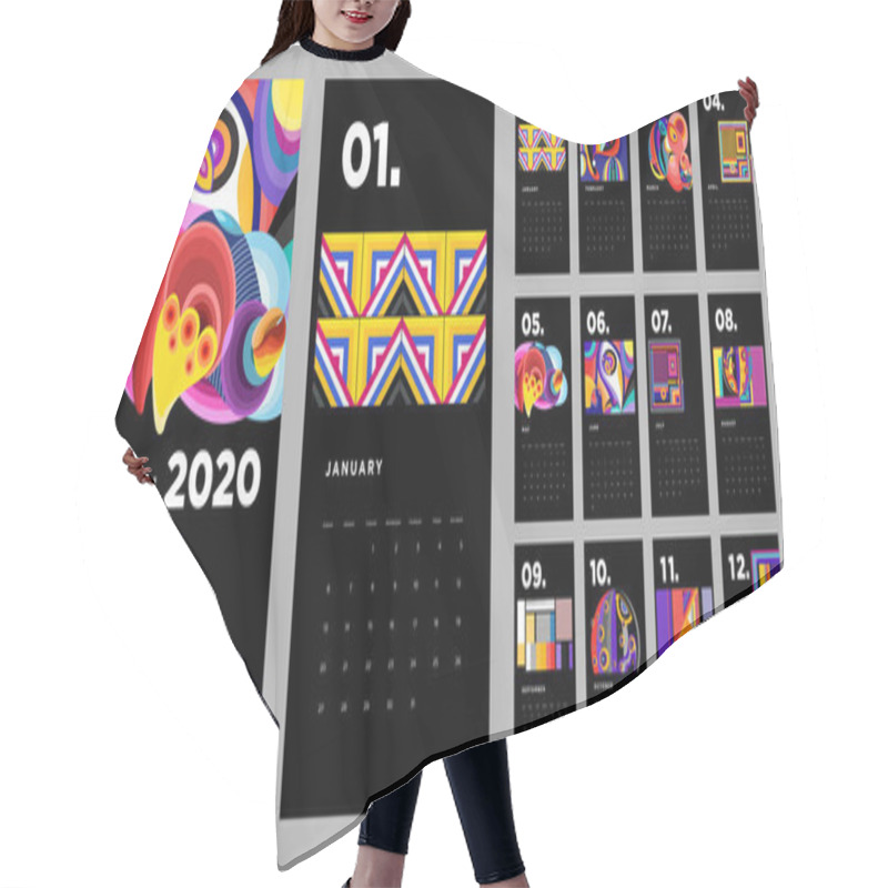 Personality  New Year Calendar With Abstract Motif, Simply Vector Illustration Hair Cutting Cape