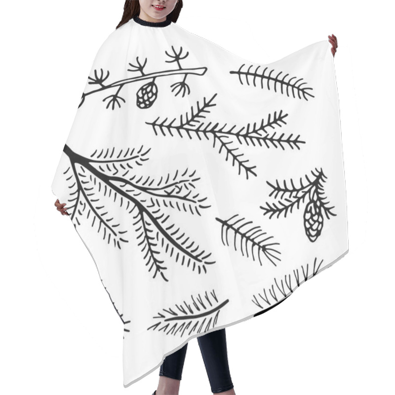 Personality  Hand Drawn Pine Branches Collection.  Hair Cutting Cape