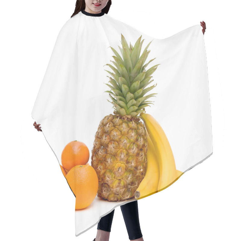 Personality  Fresh Fruit On A White Background Closeup Hair Cutting Cape