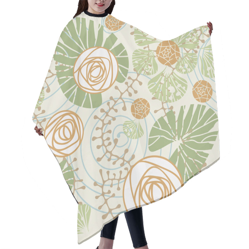 Personality  Seamless Floral Pattern With Pond Hair Cutting Cape