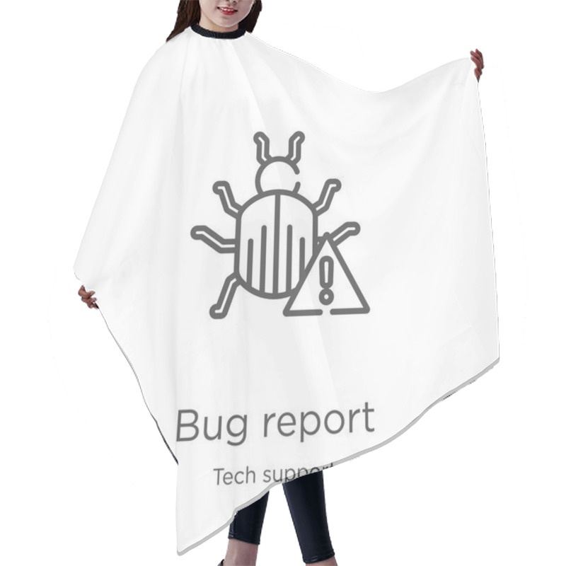 Personality  Bug Report Icon Vector From Tech Support Collection. Thin Line Bug Report Outline Icon Vector Illustration. Outline, Thin Line Bug Report Icon For Website Design And Mobile, App Development Hair Cutting Cape